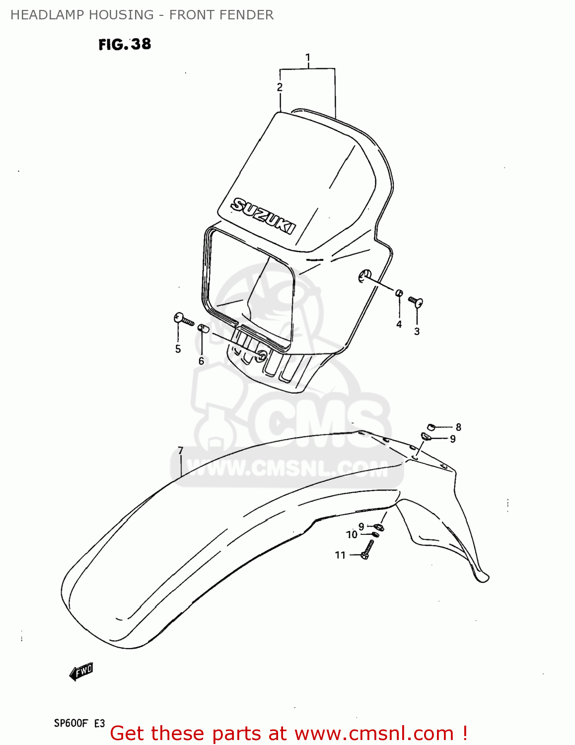 HEADLAMP HOUSING - FRONT FENDER SP600 1985 (F) USA (E03)