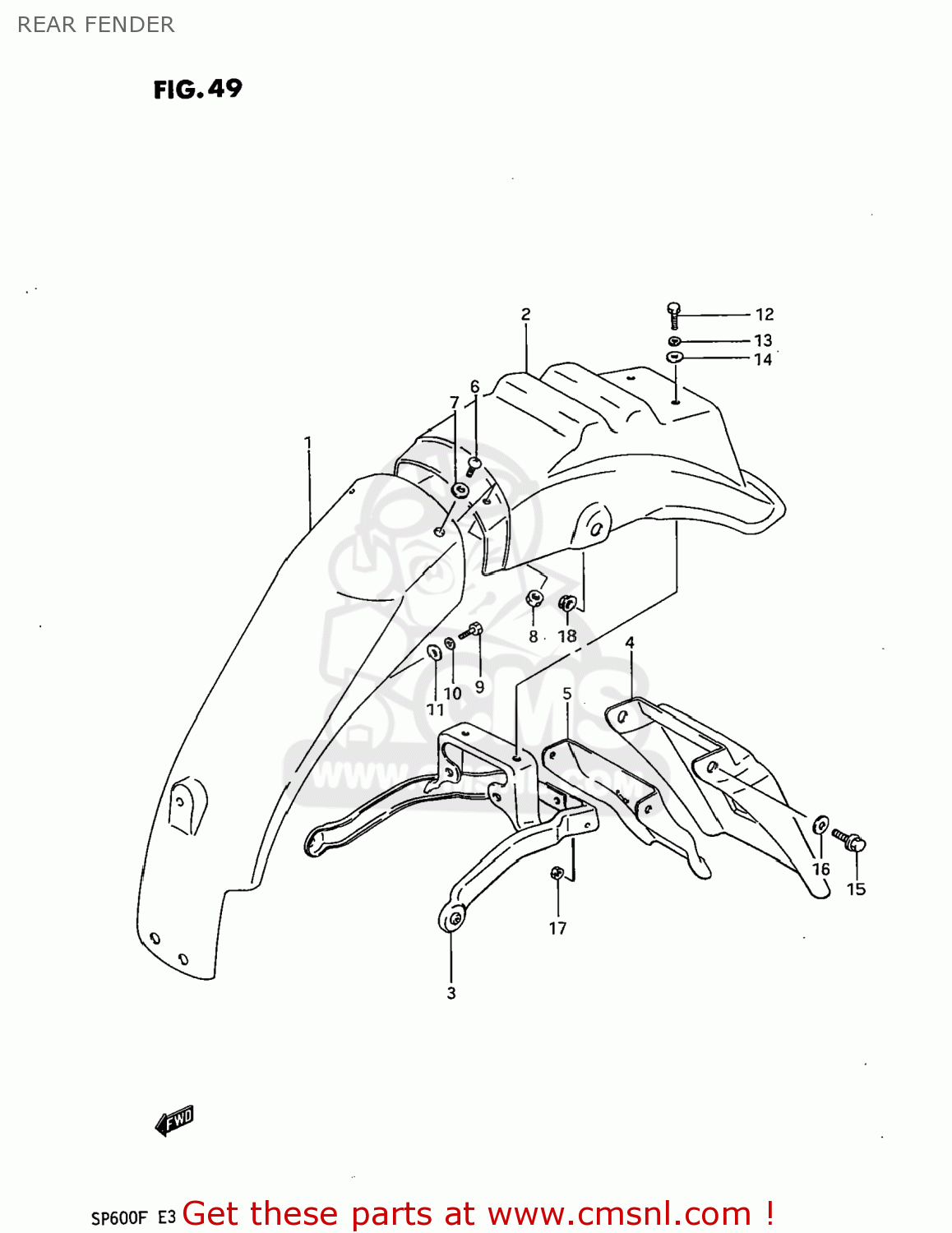 REAR FENDER SP600 1985 (F) USA (E03)
