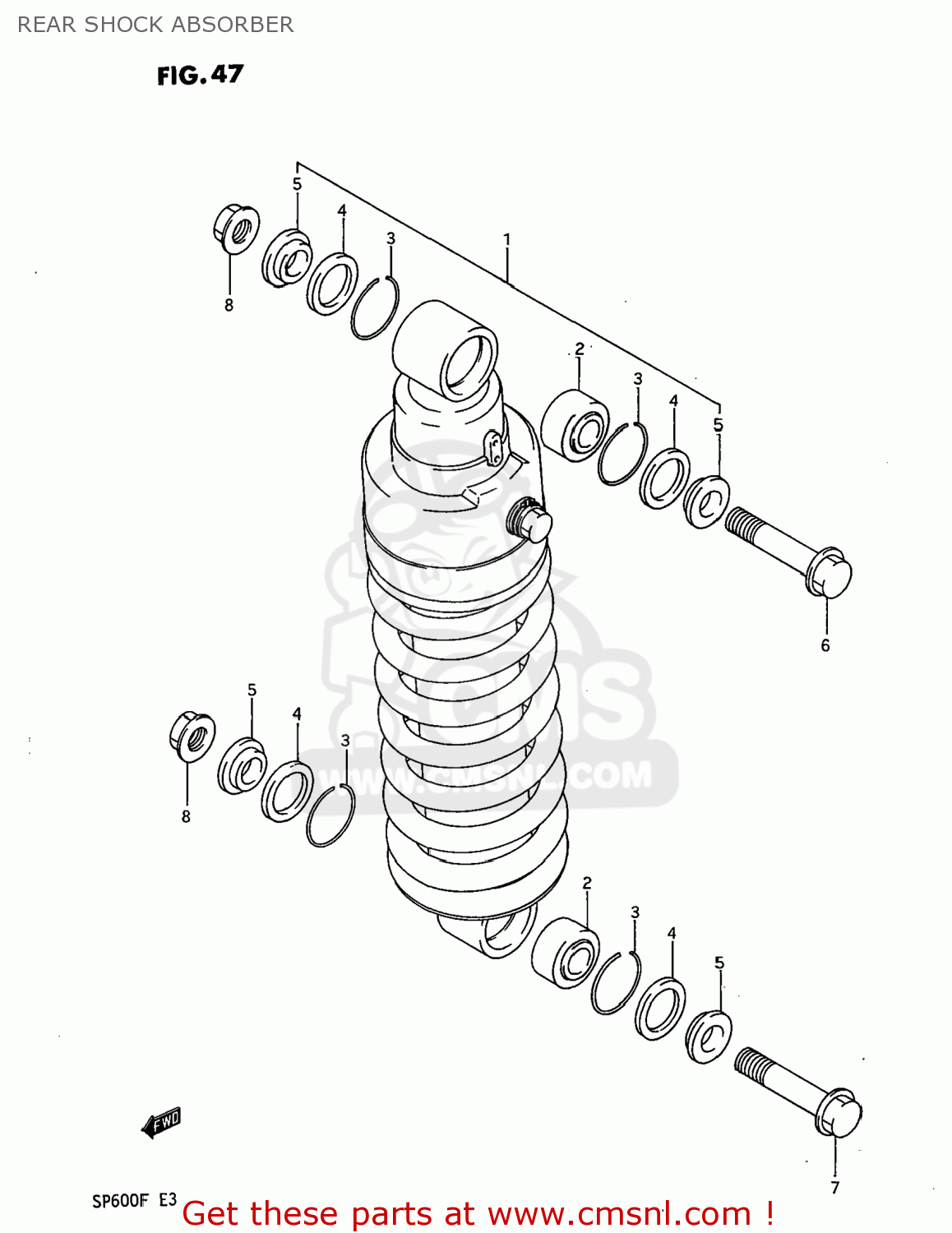 REAR SHOCK ABSORBER SP600 1985 (F) USA (E03)