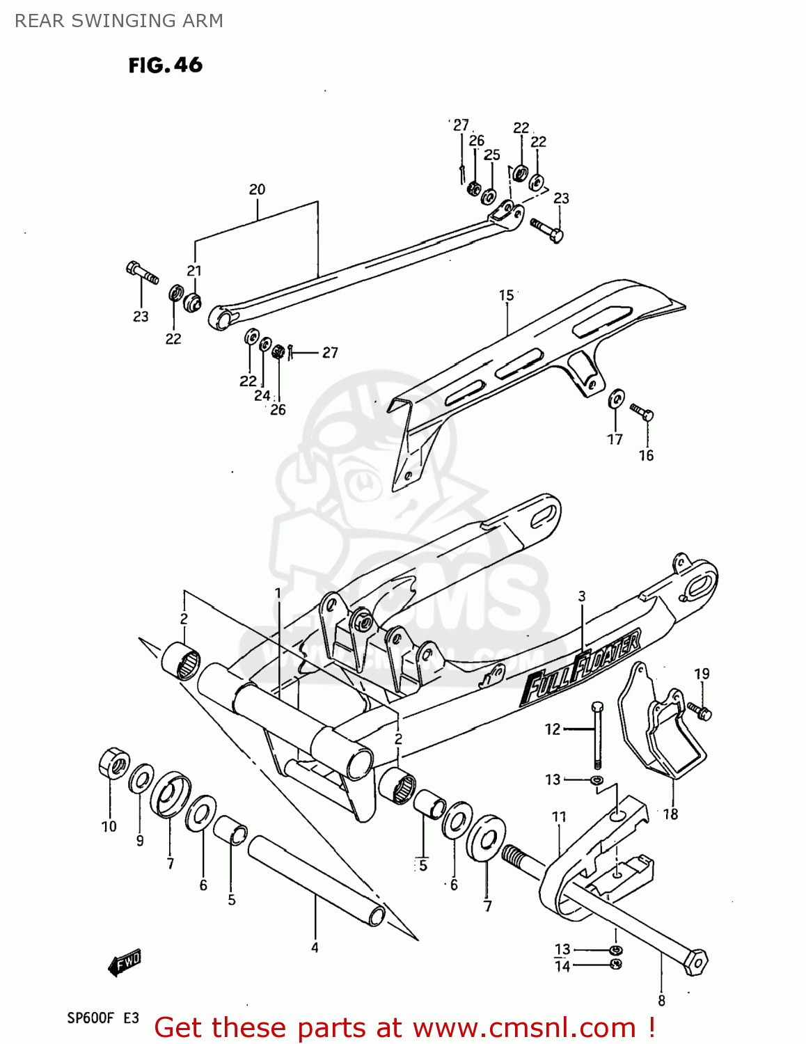 REAR SWINGING ARM SP600 1985 (F) USA (E03)