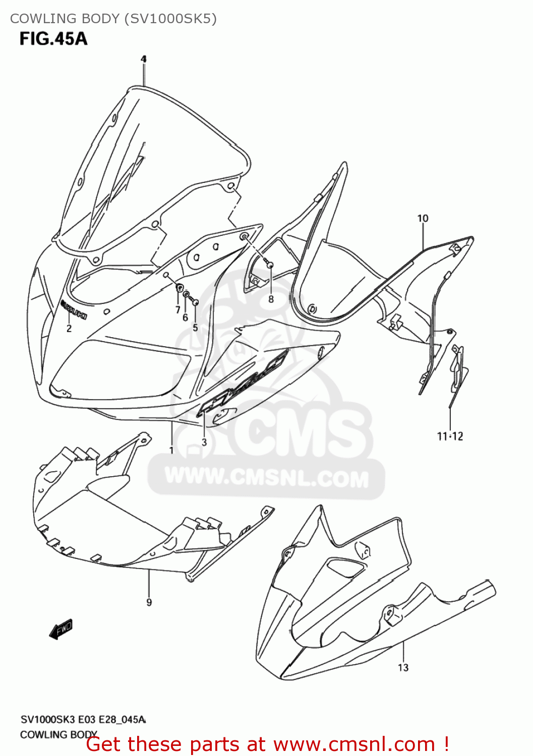 COWLING BODY (SV1000SK5) SV1000 2003 (K3) USA (E03)