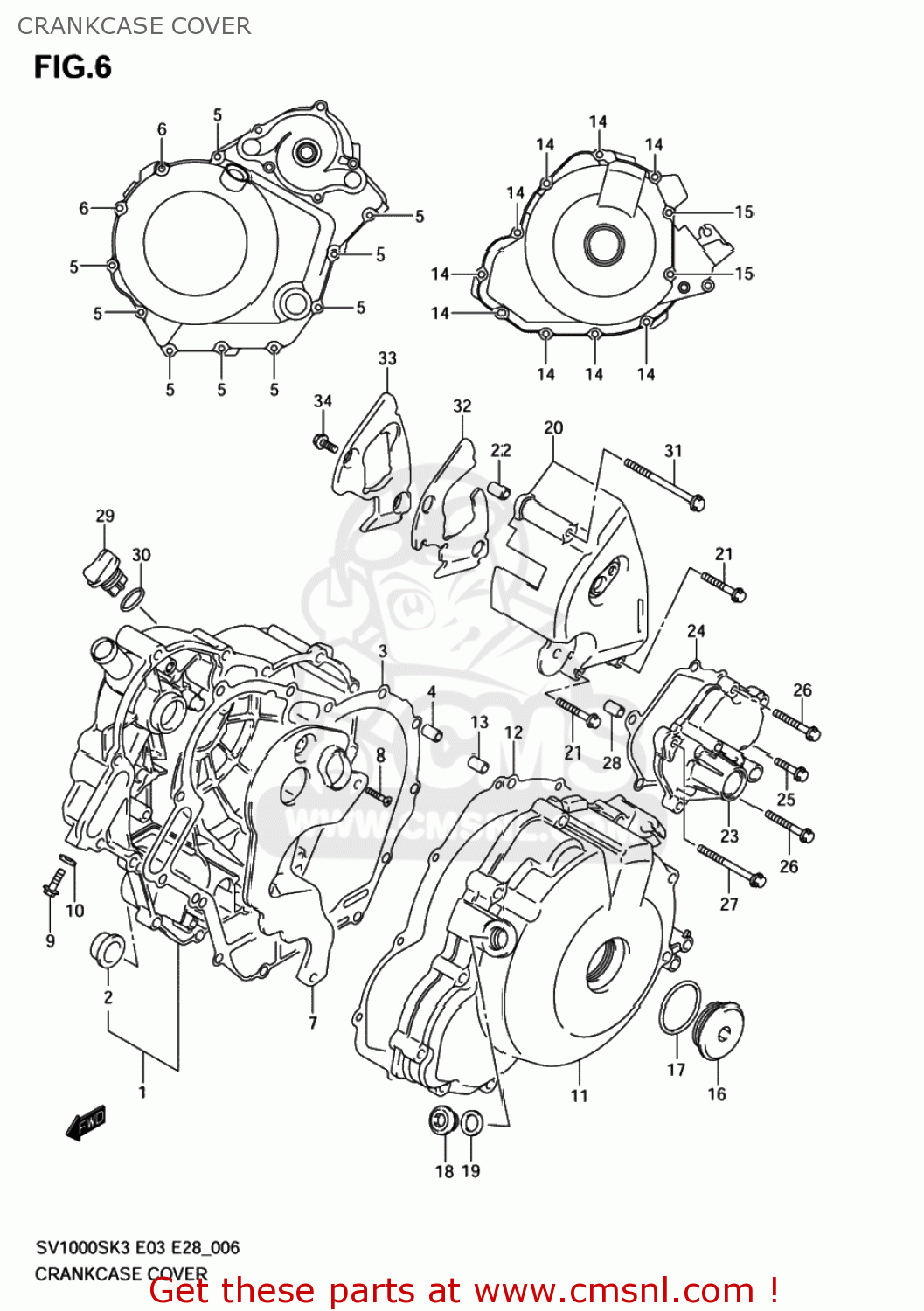 CRANKCASE COVER SV1000 2003 (K3) USA (E03)