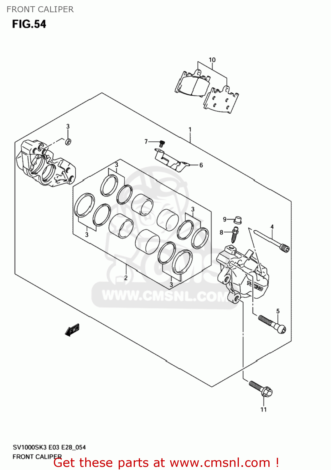 FRONT CALIPER SV1000 2003 (K3) USA (E03)
