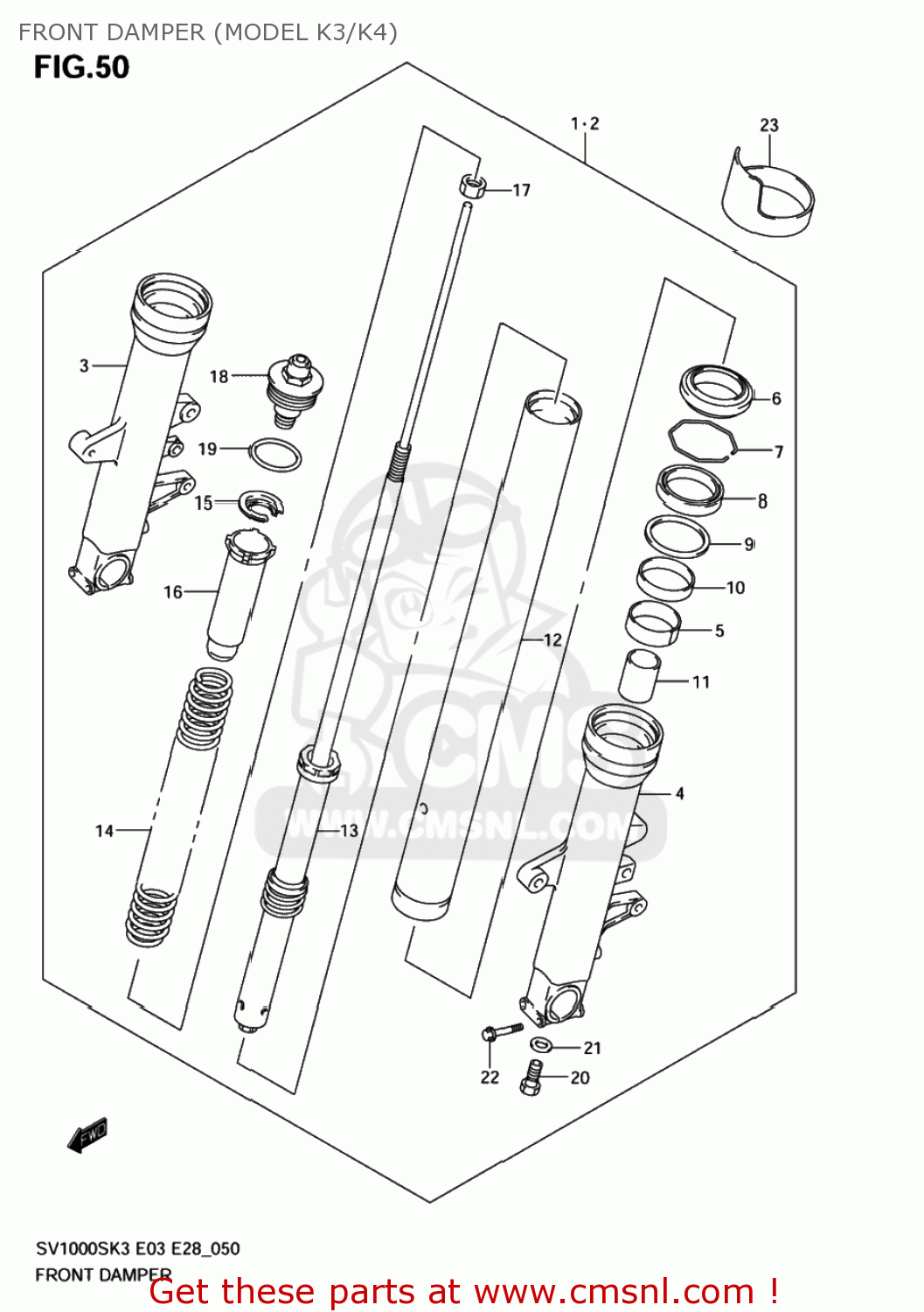 FRONT DAMPER (MODEL K3/K4) SV1000 2003 (K3) USA (E03)