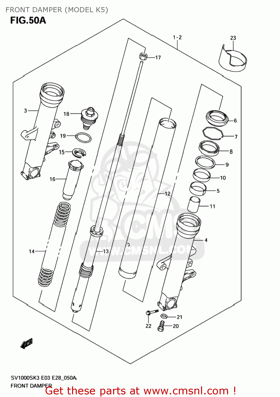 FRONT DAMPER (MODEL K5) SV1000 2003 (K3) USA (E03)
