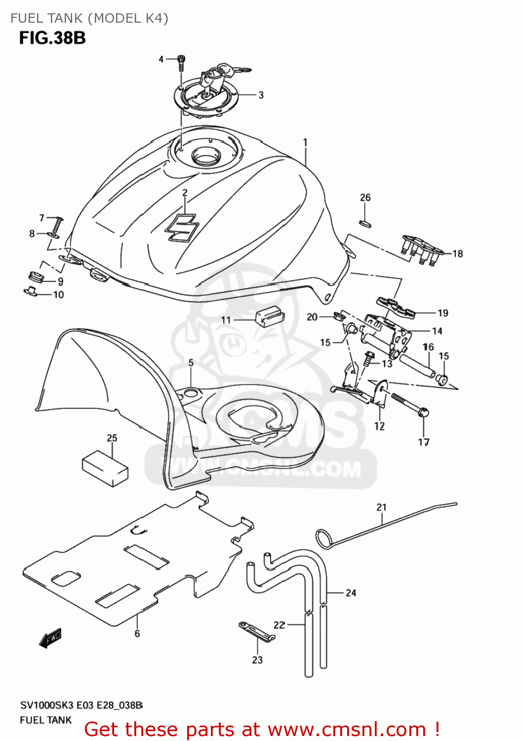 FUEL TANK (MODEL K4) SV1000 2003 (K3) USA (E03)