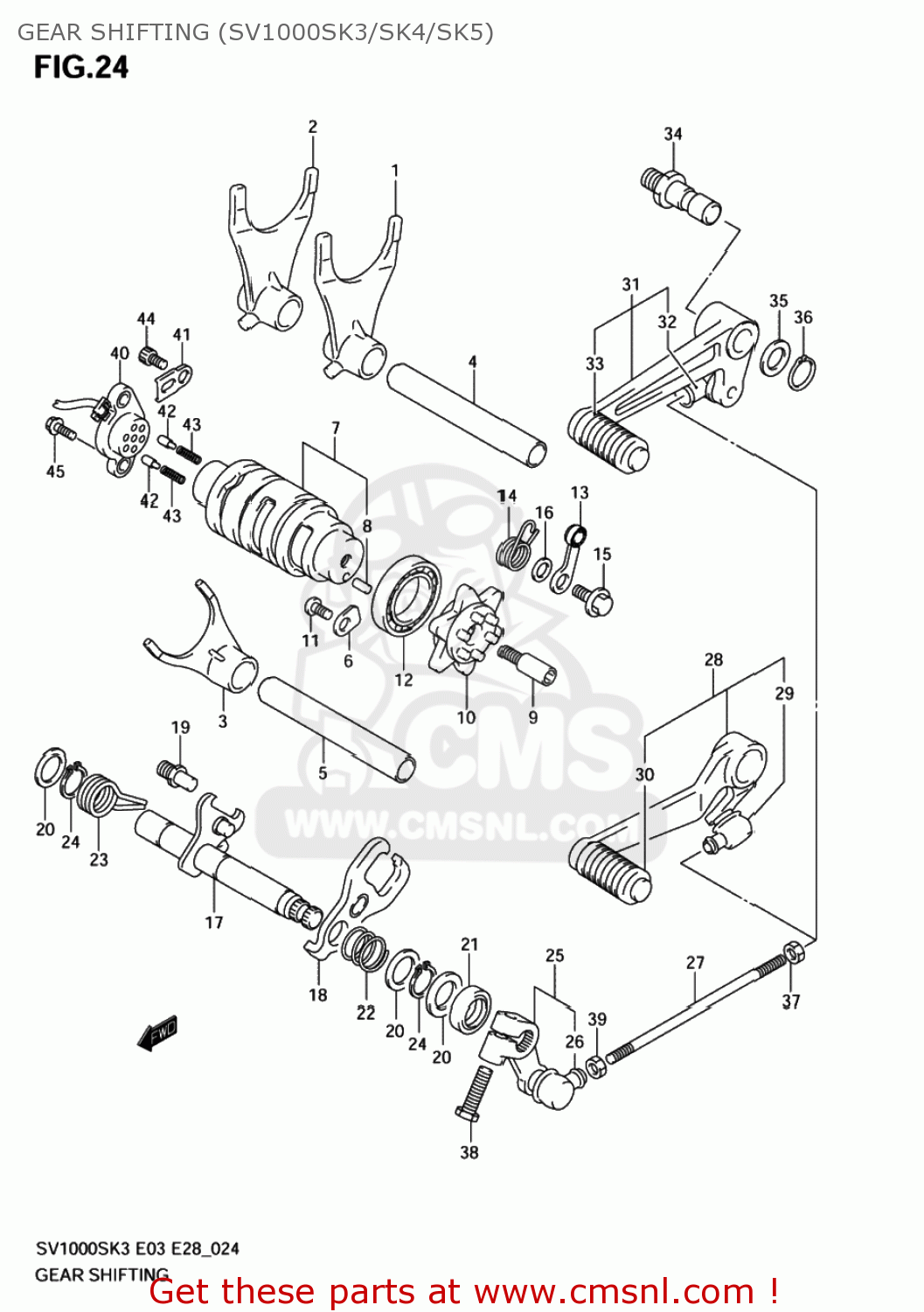 GEAR SHIFTING (SV1000SK3/SK4/SK5) SV1000 2003 (K3) USA (E03)
