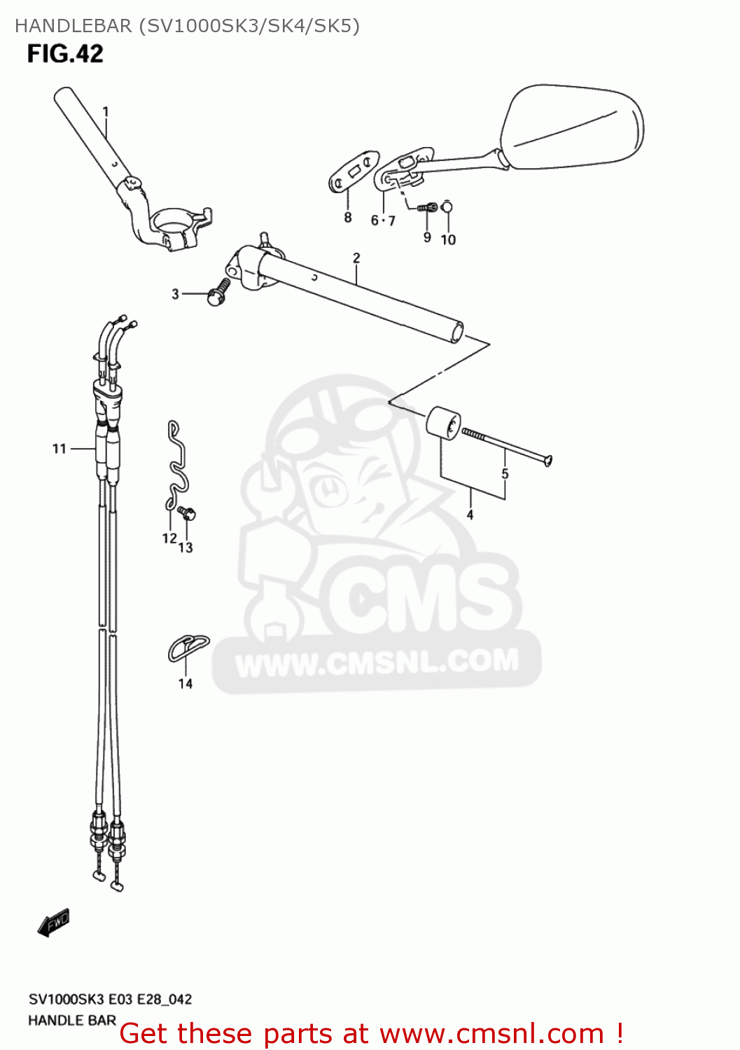 HANDLEBAR (SV1000SK3/SK4/SK5) SV1000 2003 (K3) USA (E03)