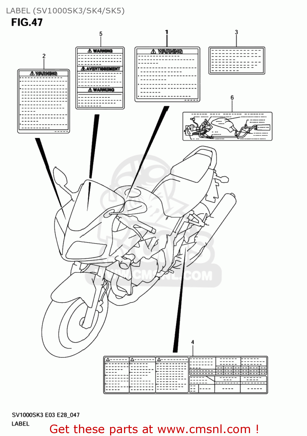LABEL (SV1000SK3/SK4/SK5) SV1000 2003 (K3) USA (E03)