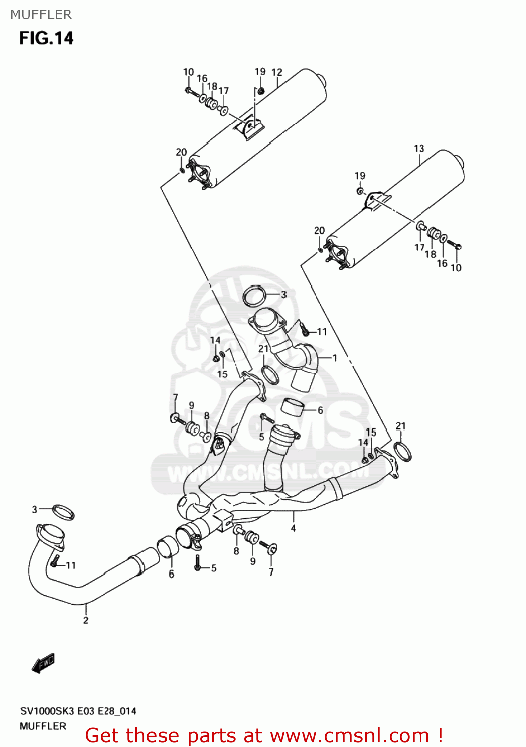 MUFFLER SV1000 2003 (K3) USA (E03)