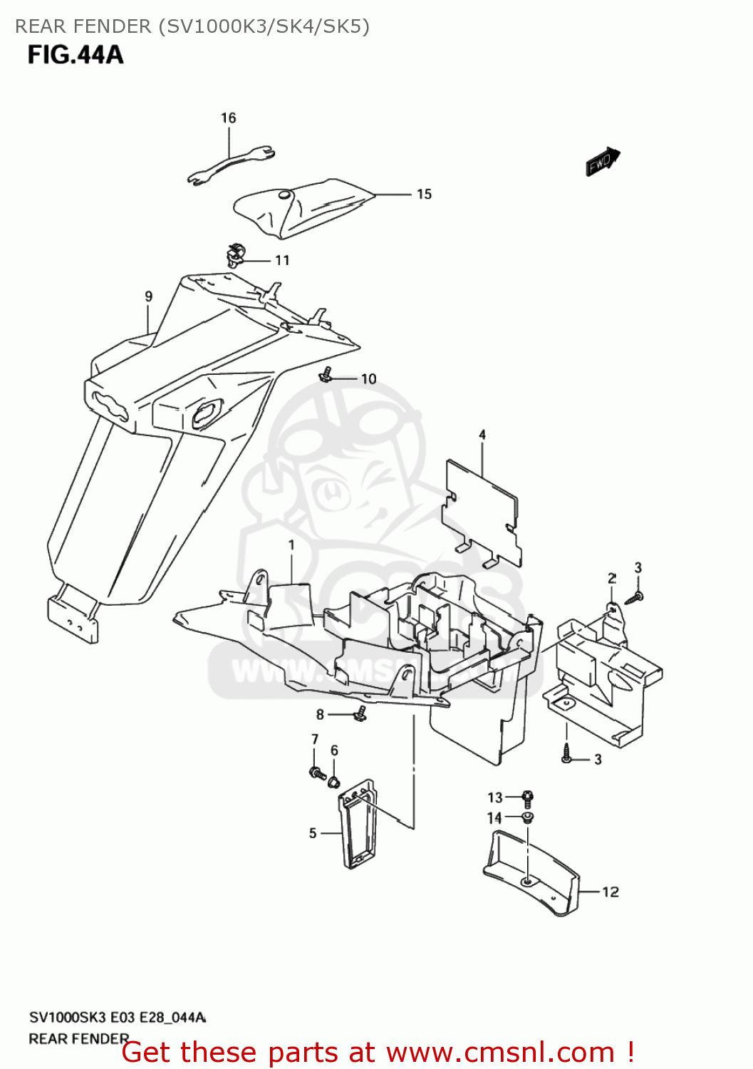 REAR FENDER (SV1000K3/SK4/SK5) SV1000 2003 (K3) USA (E03)
