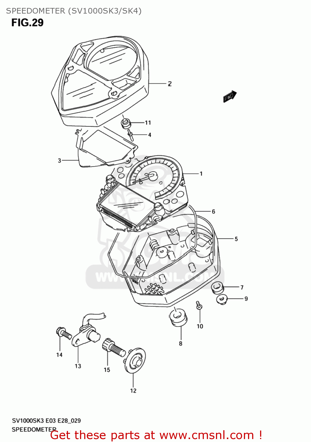 SPEEDOMETER (SV1000SK3/SK4) SV1000 2003 (K3) USA (E03)