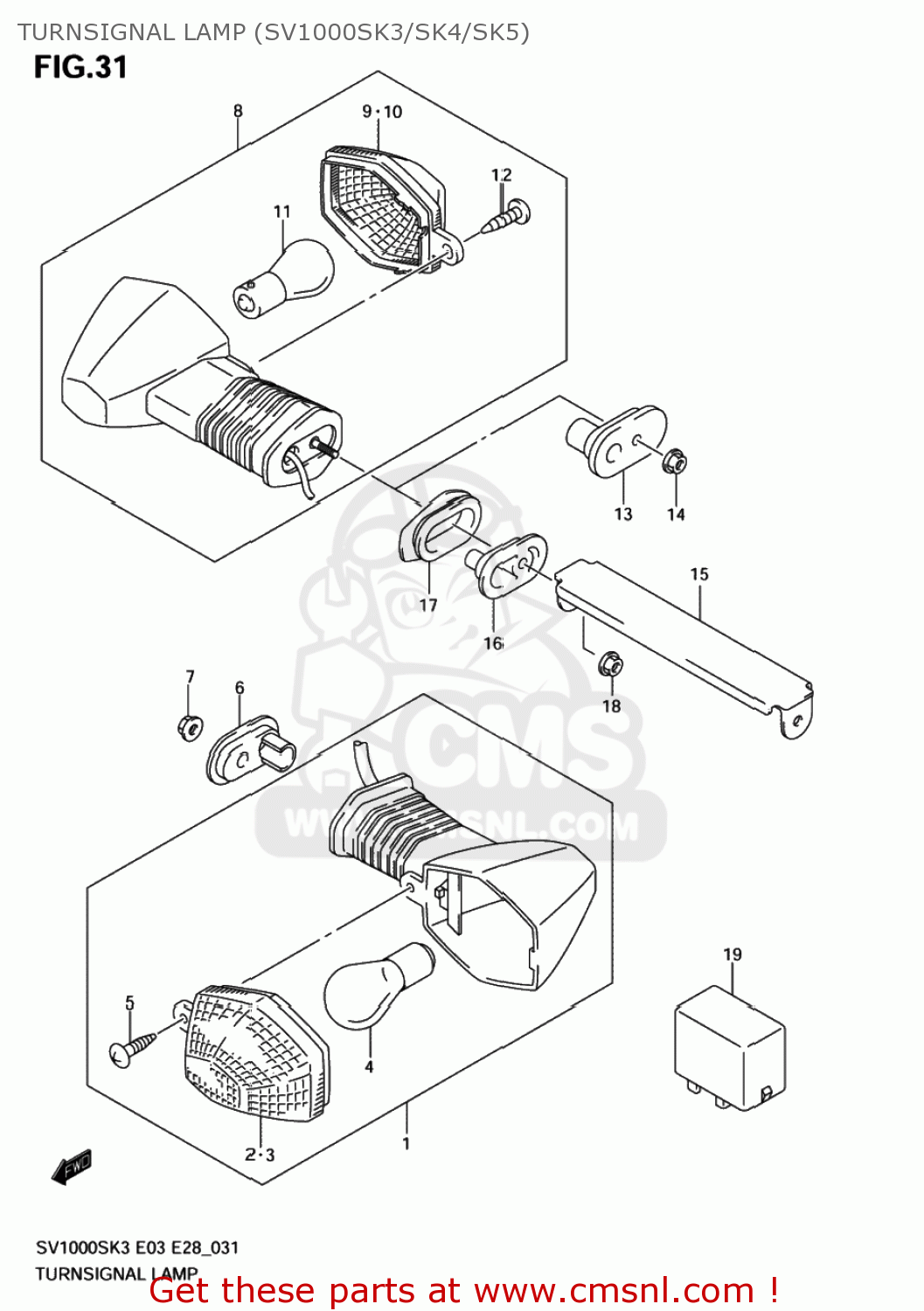 TURNSIGNAL LAMP (SV1000SK3/SK4/SK5) SV1000 2003 (K3) USA (E03)