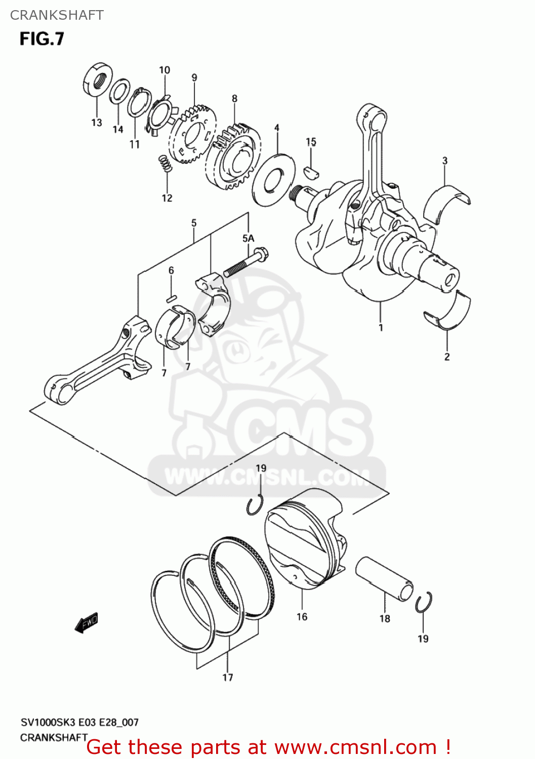 CRANKSHAFT SV1000 2004 (K4) USA (E03)