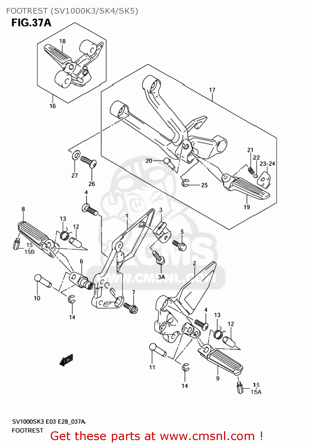 FOOTREST (SV1000K3/SK4/SK5) SV1000 2004 (K4) USA (E03)