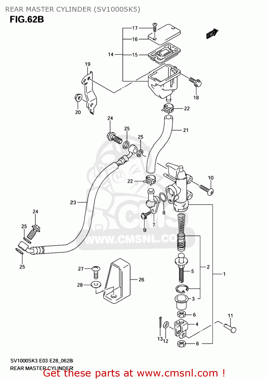 REAR MASTER CYLINDER (SV1000SK5) SV1000 2004 (K4) USA (E03)