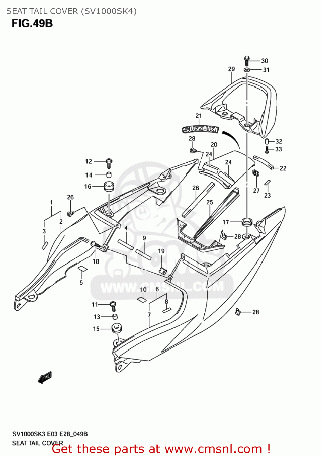 SEAT TAIL COVER (SV1000SK4) SV1000 2004 (K4) USA (E03)