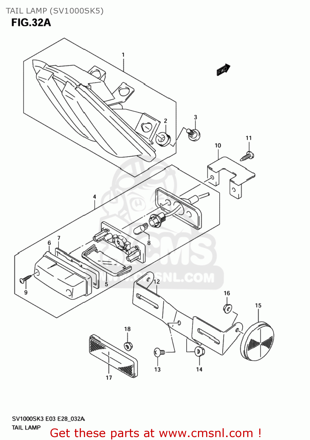 TAIL LAMP (SV1000SK5) SV1000 2004 (K4) USA (E03)