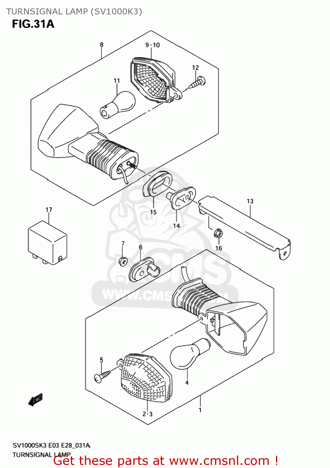 TURNSIGNAL LAMP (SV1000K3) SV1000 2004 (K4) USA (E03)