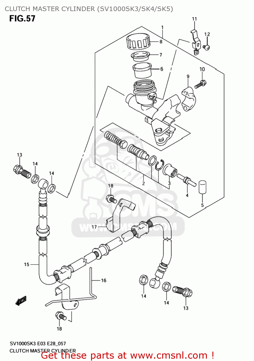 CLUTCH MASTER CYLINDER (SV1000SK3/SK4/SK5) SV1000 2005 (K5) USA (E03)