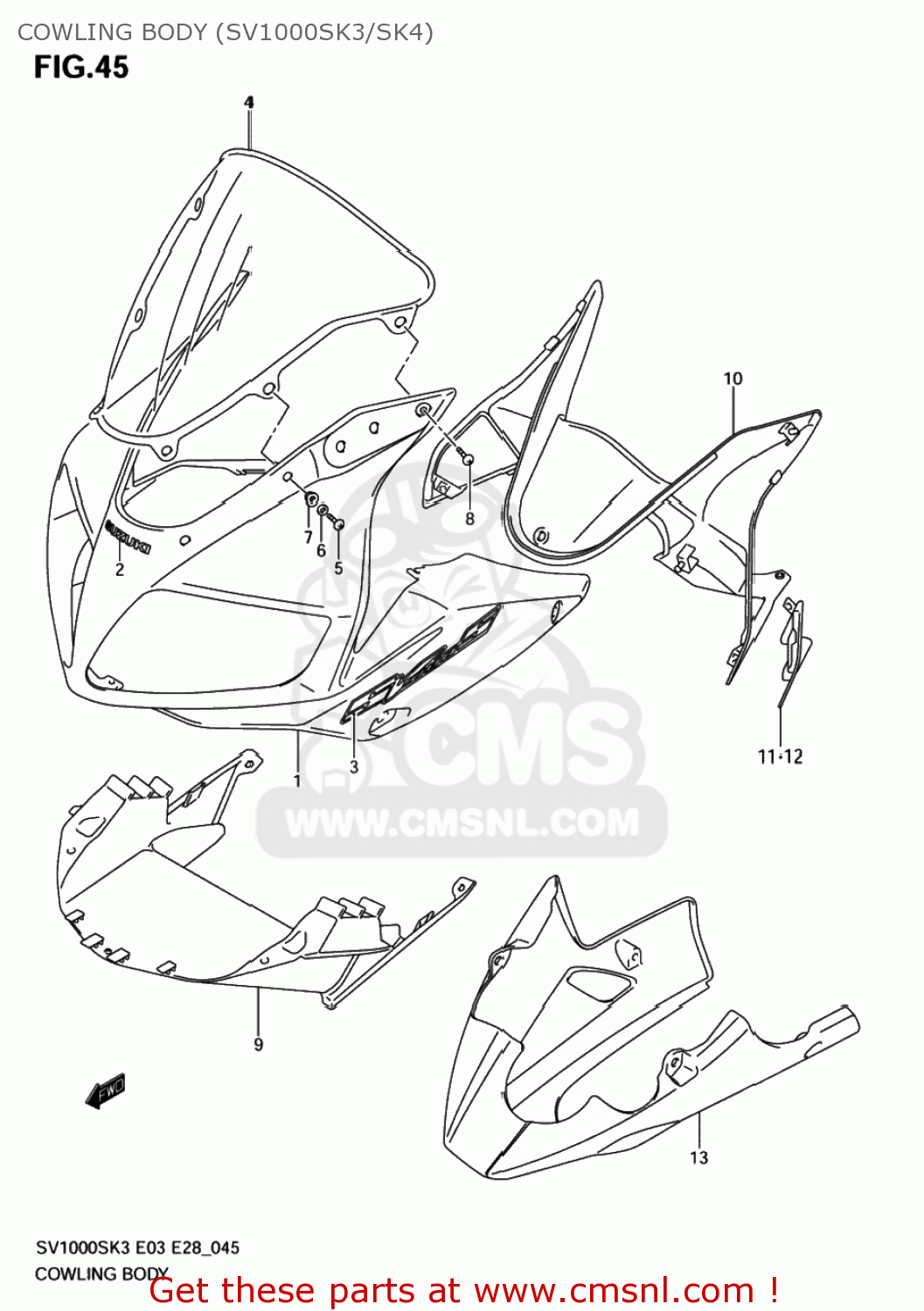 COWLING BODY (SV1000SK3/SK4) SV1000 2005 (K5) USA (E03)