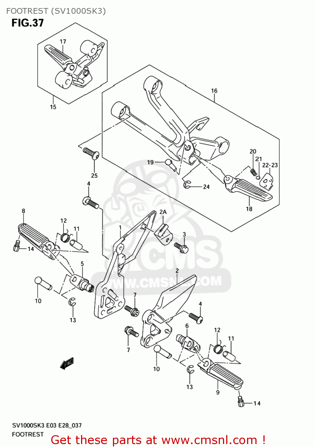 FOOTREST (SV1000SK3) SV1000 2005 (K5) USA (E03)