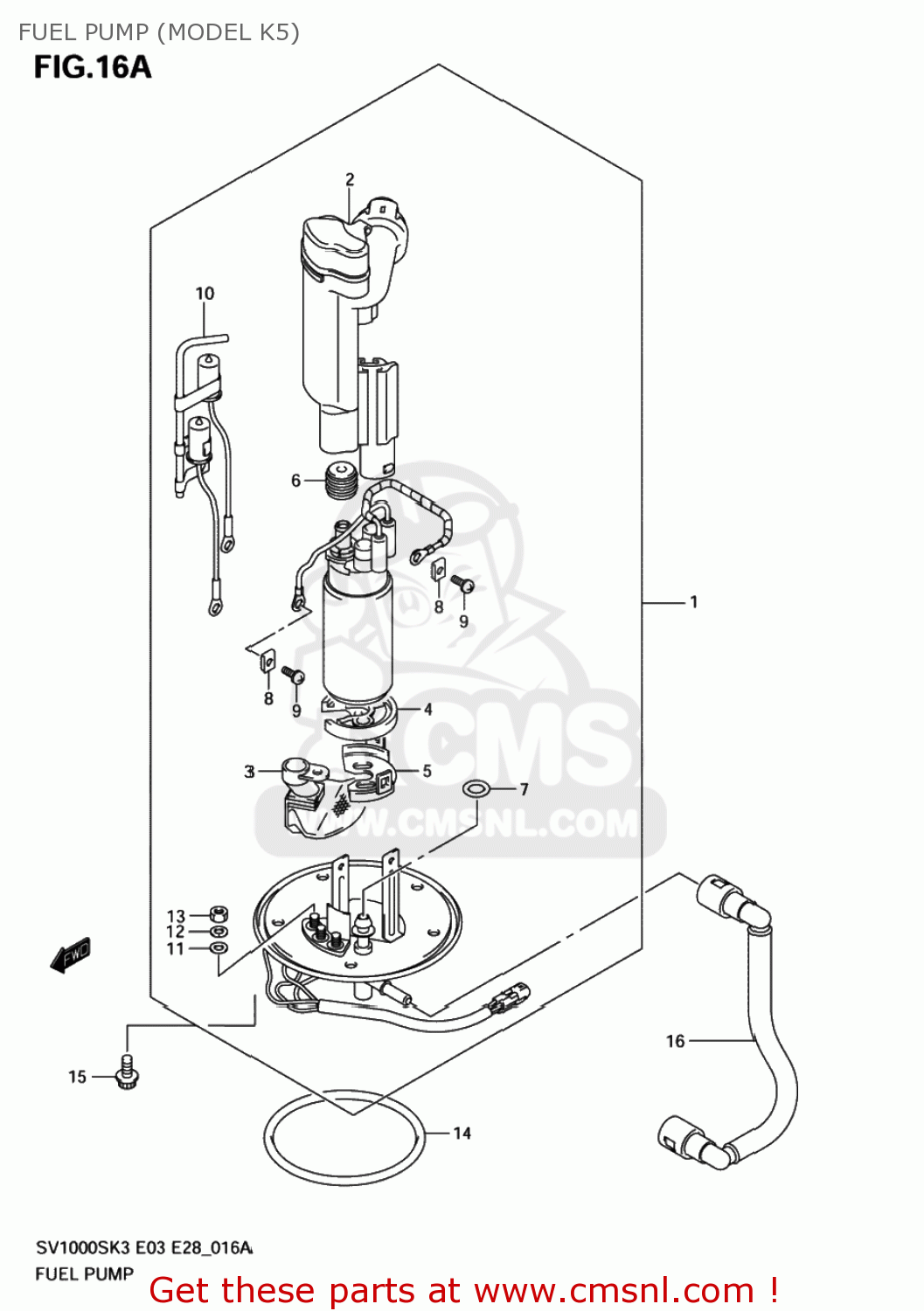 FUEL PUMP (MODEL K5) SV1000 2005 (K5) USA (E03)