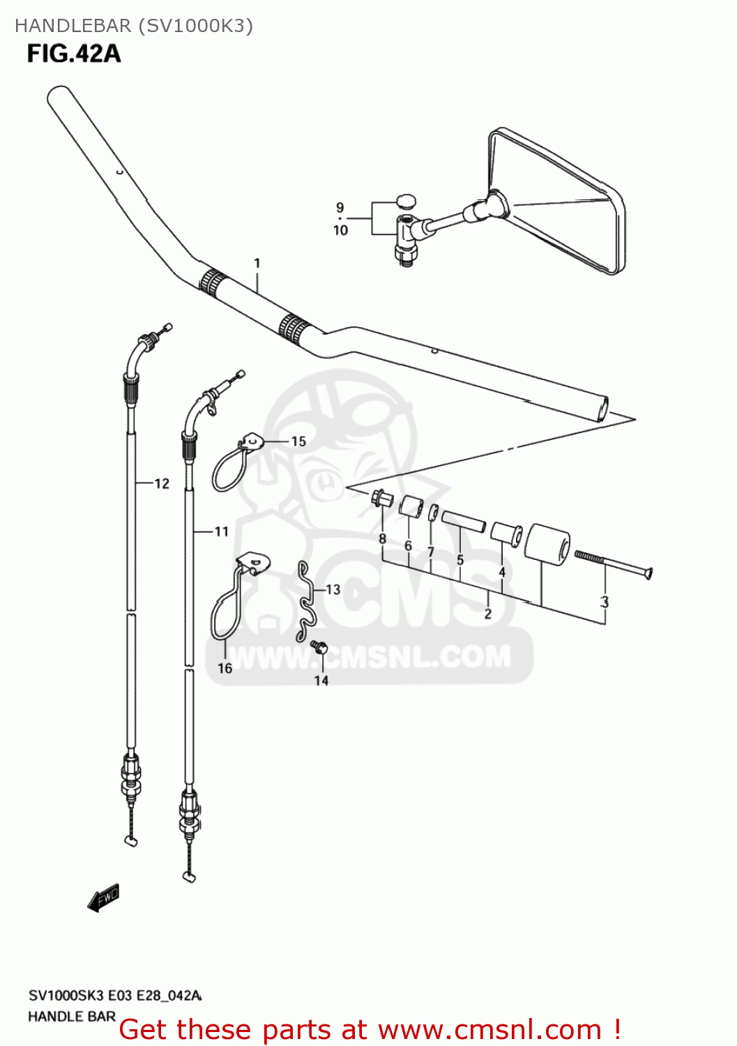 HANDLEBAR (SV1000K3) SV1000 2005 (K5) USA (E03)
