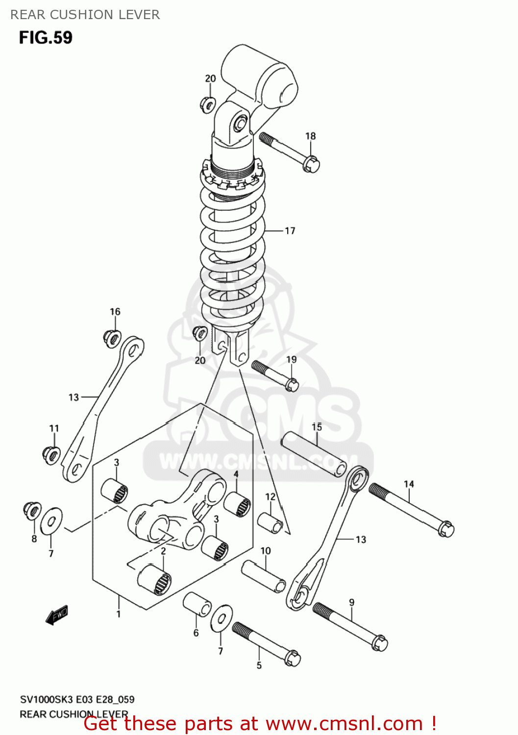 REAR CUSHION LEVER SV1000 2005 (K5) USA (E03)