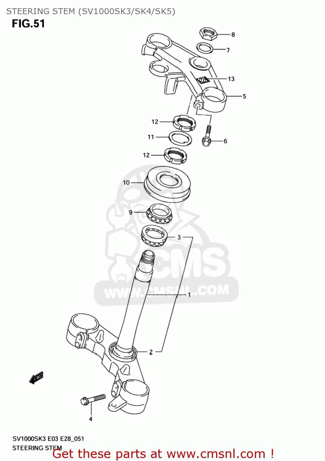STEERING STEM (SV1000SK3/SK4/SK5) SV1000 2005 (K5) USA (E03)