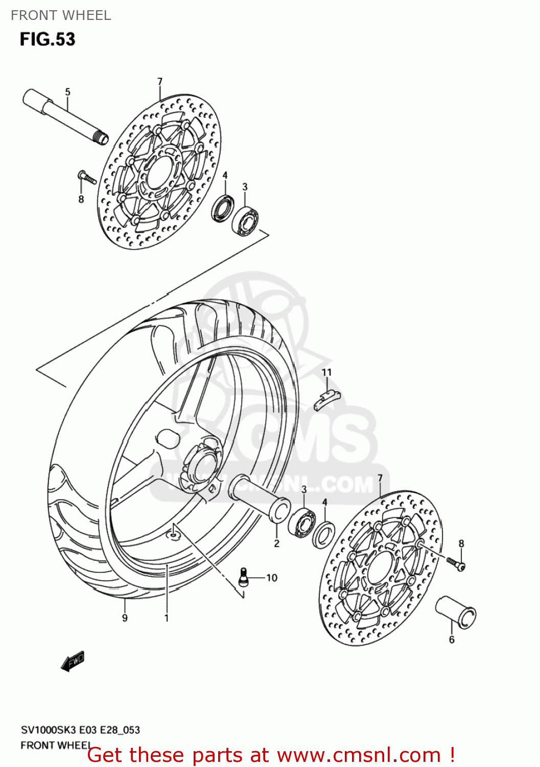FRONT WHEEL SV1000S 2003 (K3) USA (E03)