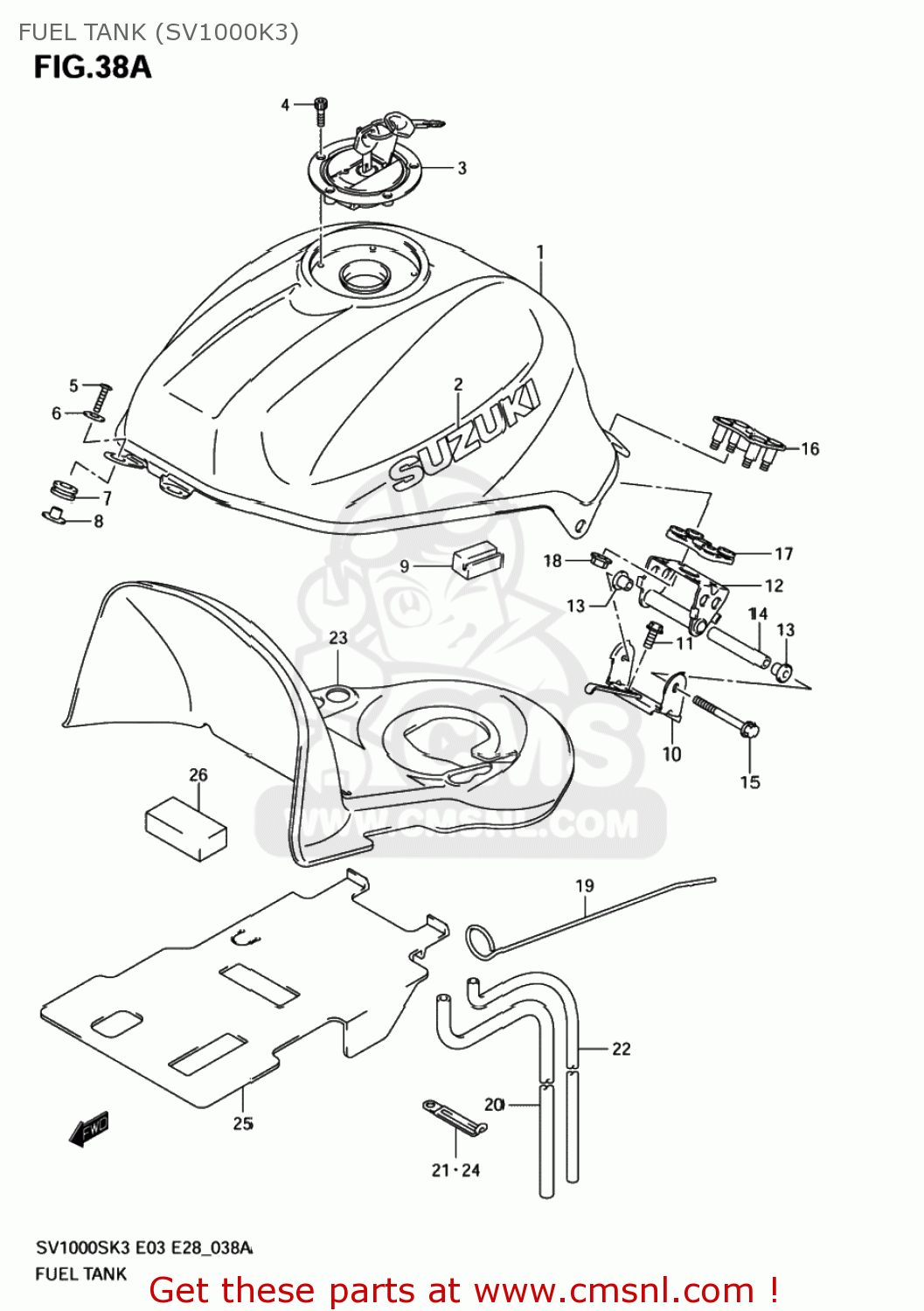 FUEL TANK (SV1000K3) SV1000S 2003 (K3) USA (E03)