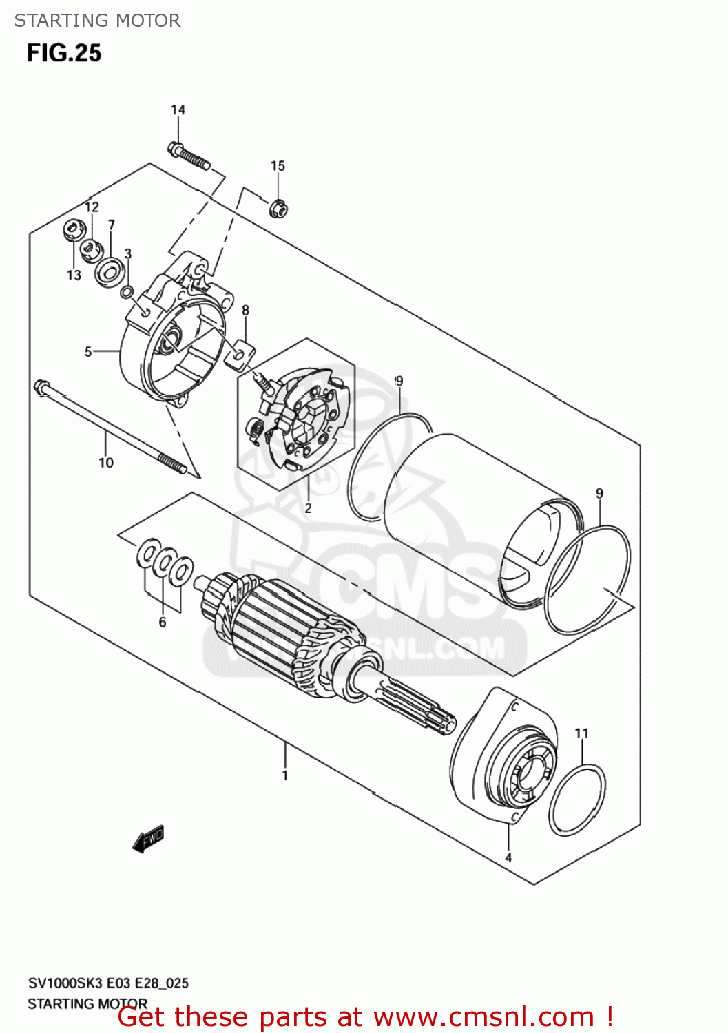 STARTING MOTOR SV1000S 2003 (K3) USA (E03)