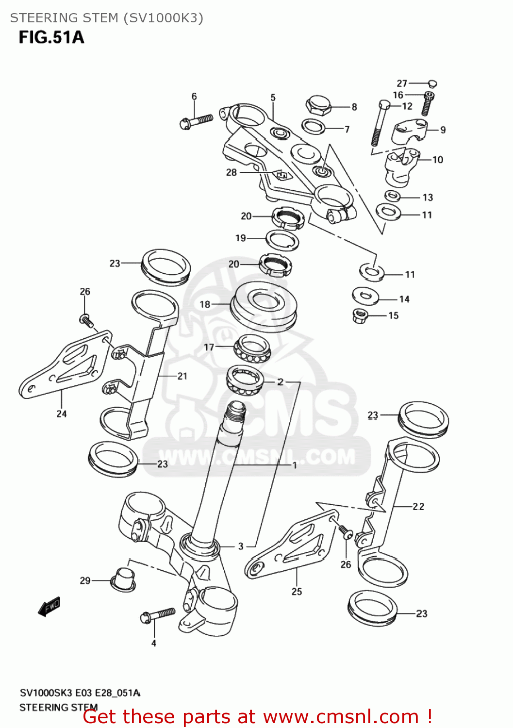 STEERING STEM (SV1000K3) SV1000S 2003 (K3) USA (E03)