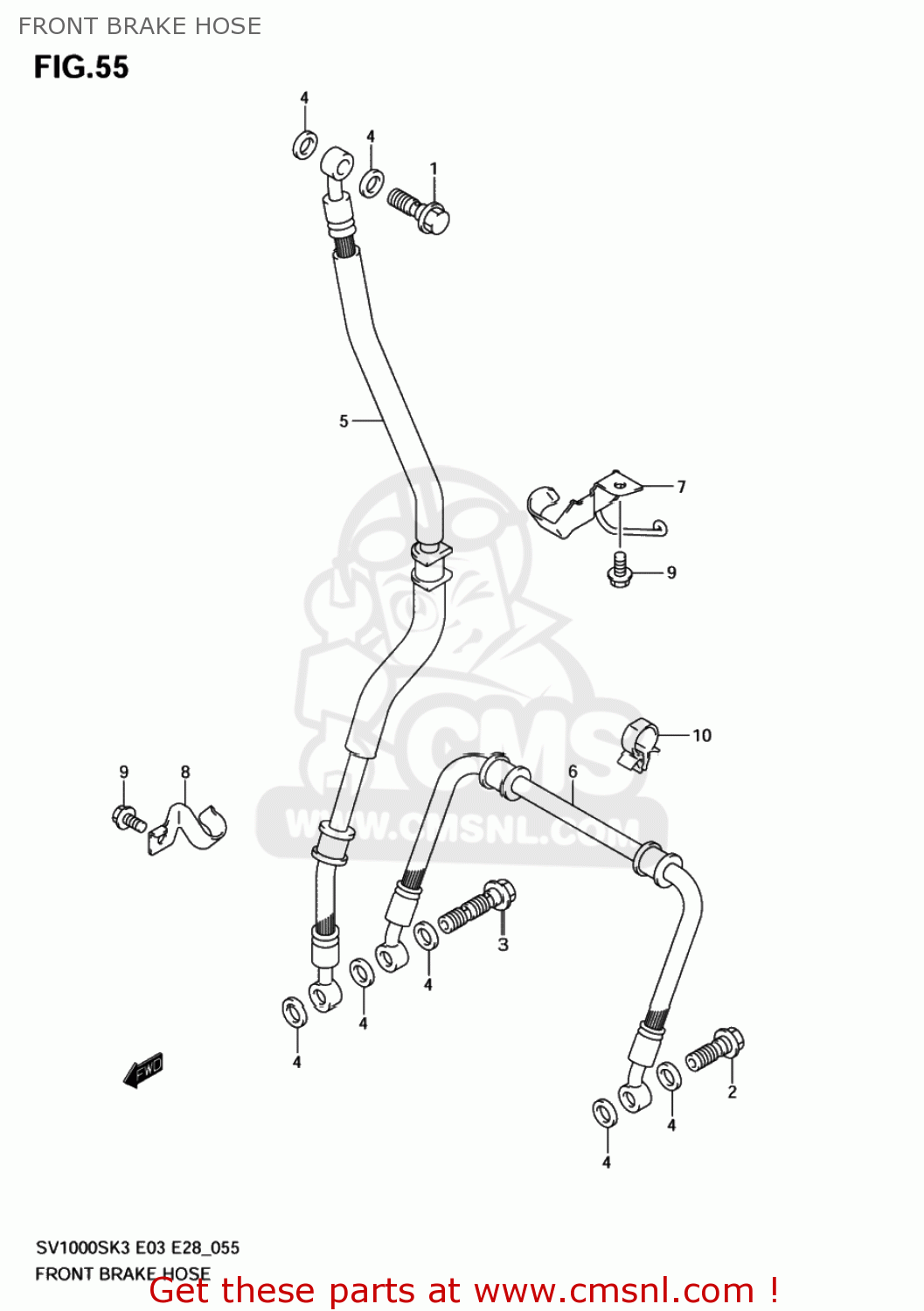 FRONT BRAKE HOSE SV1000S 2004 (K4) USA (E03)