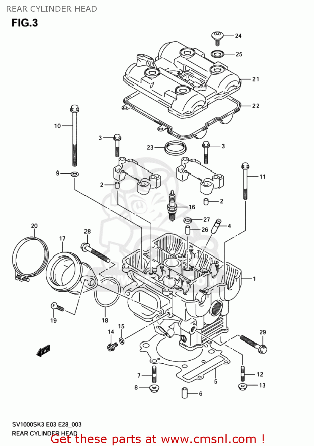 REAR CYLINDER HEAD SV1000S 2004 (K4) USA (E03)