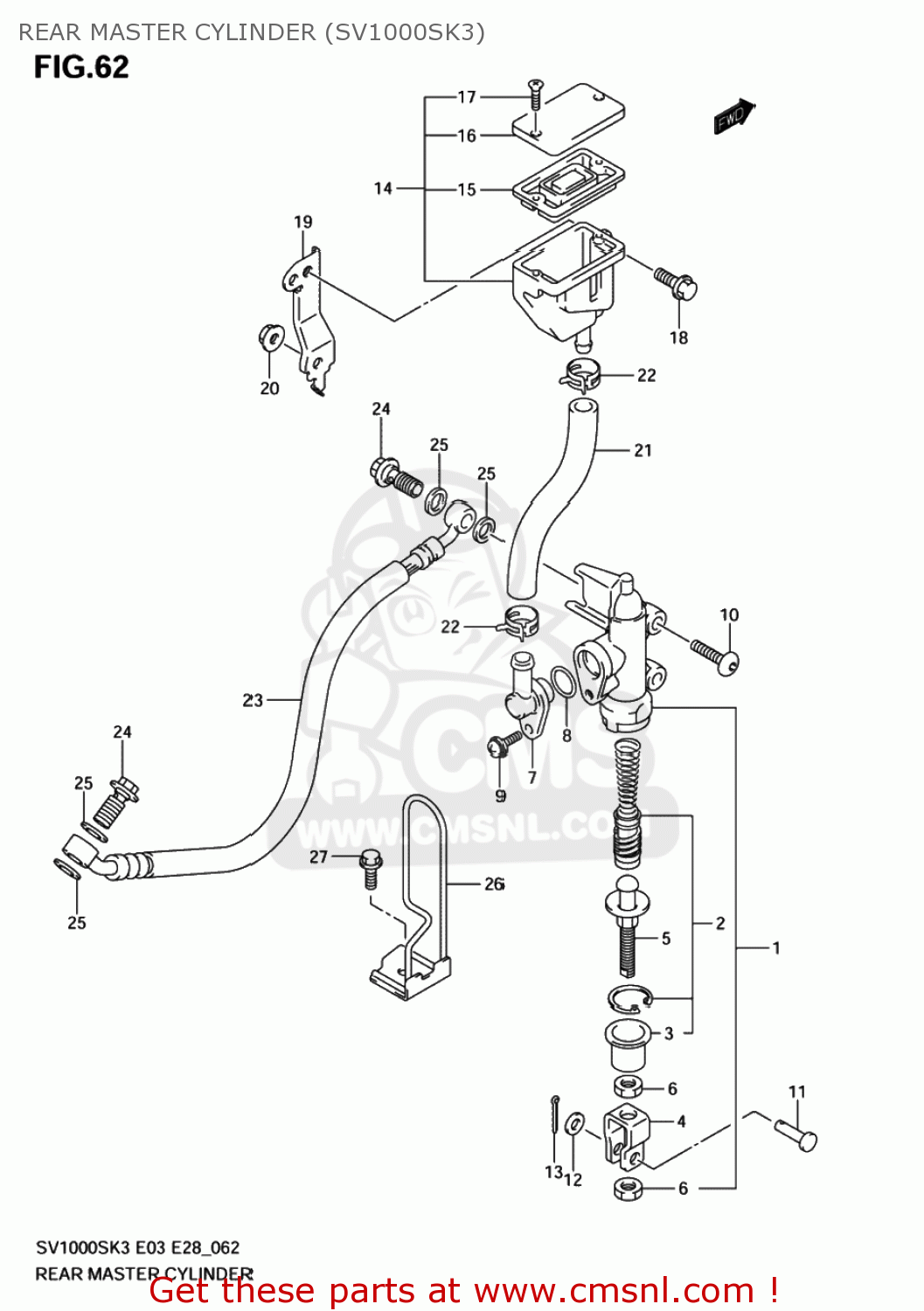 REAR MASTER CYLINDER (SV1000SK3) SV1000S 2004 (K4) USA (E03)