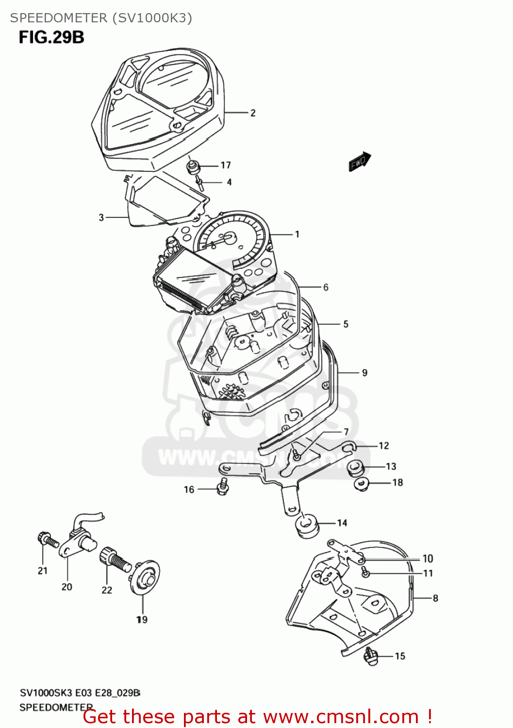 SPEEDOMETER (SV1000K3) SV1000S 2004 (K4) USA (E03)