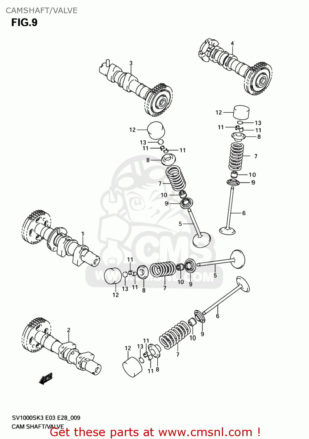 CAMSHAFT/VALVE SV1000S 2005 (K5) USA (E03)