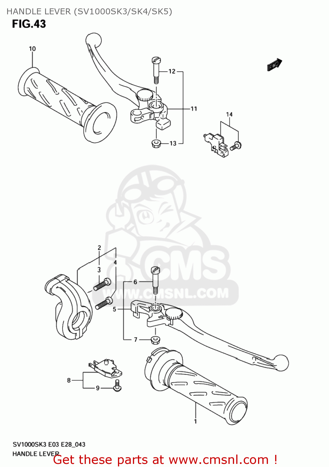 HANDLE LEVER (SV1000SK3/SK4/SK5) SV1000S 2005 (K5) USA (E03)