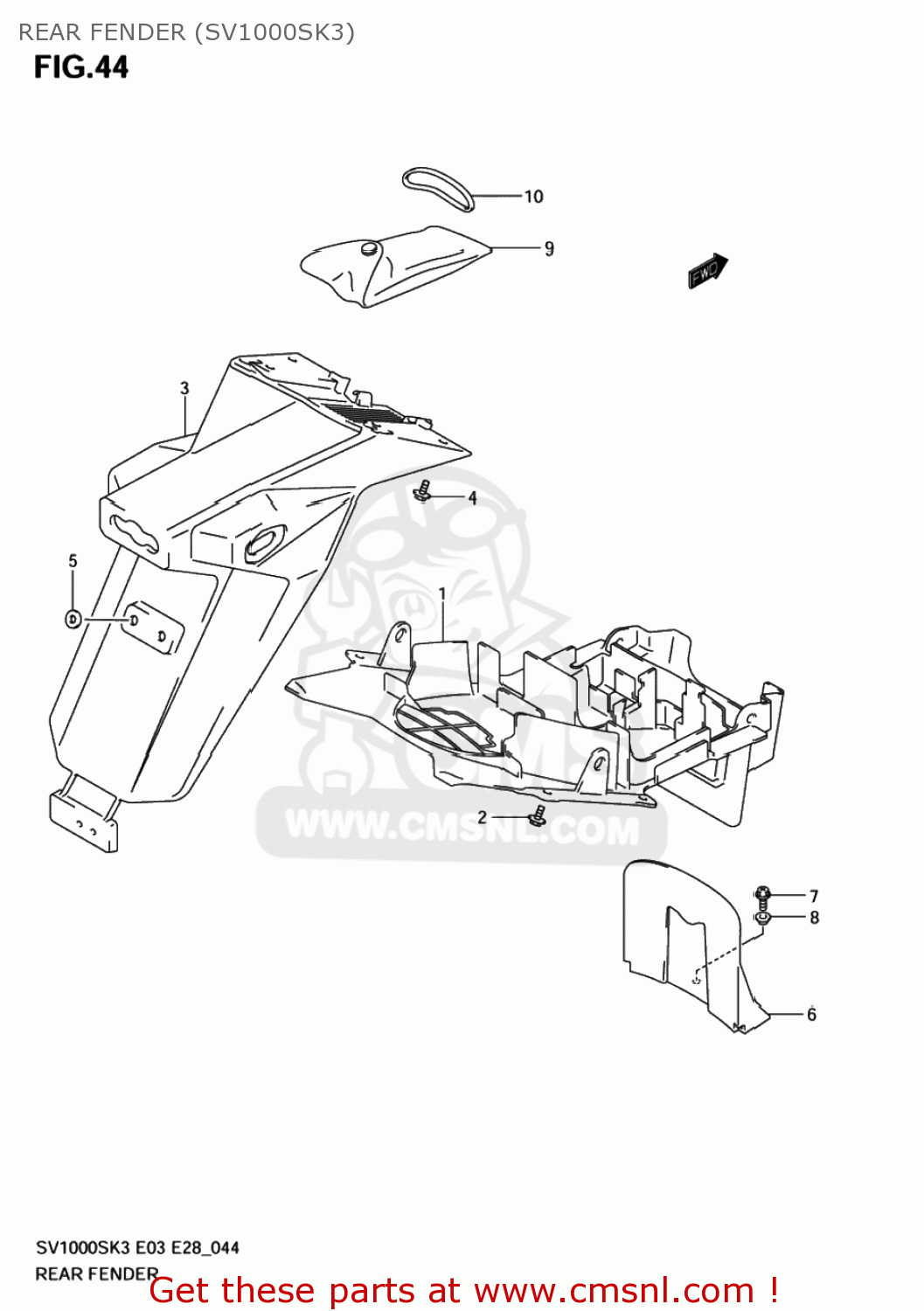REAR FENDER (SV1000SK3) SV1000S 2005 (K5) USA (E03)