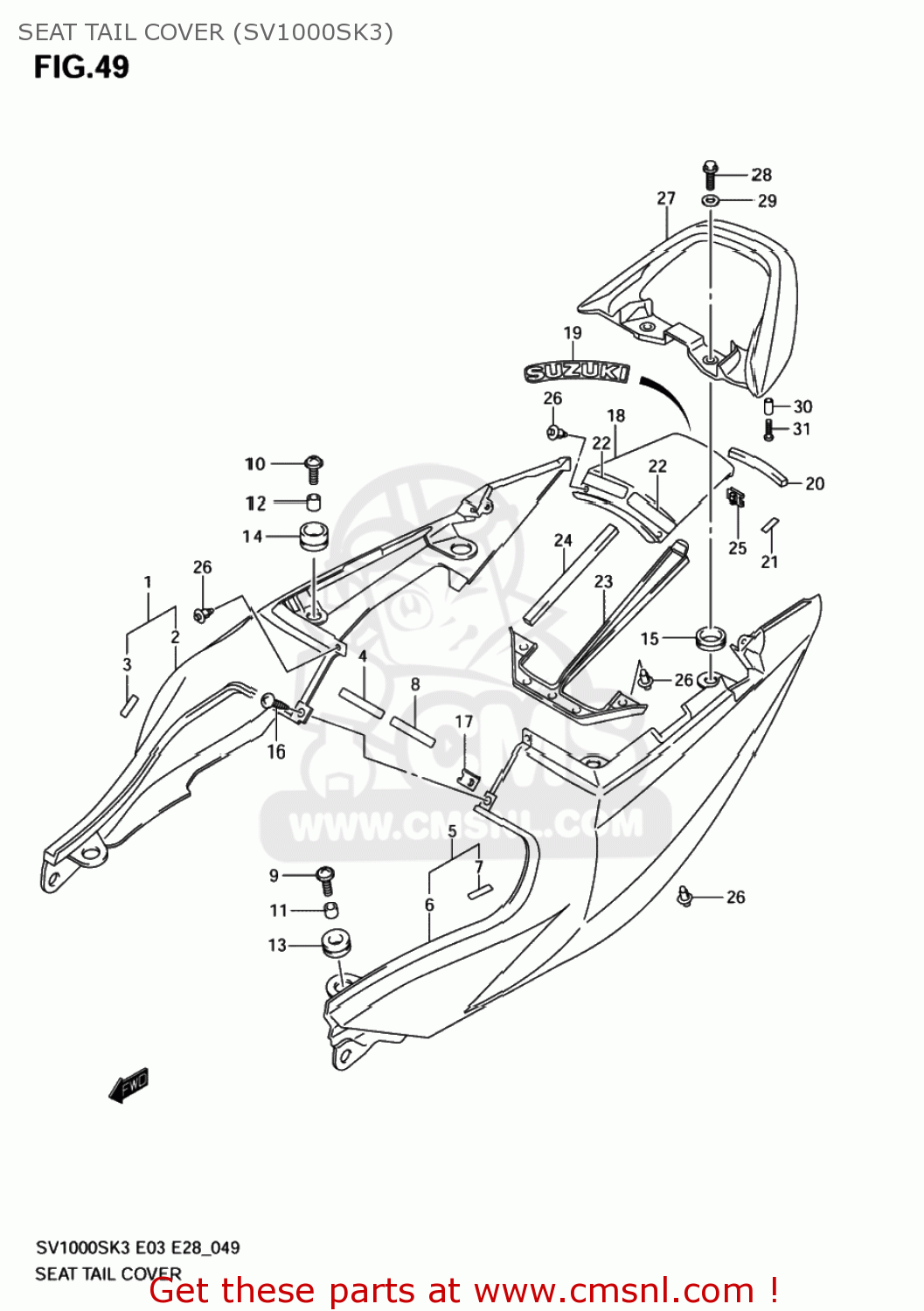 SEAT TAIL COVER (SV1000SK3) SV1000S 2005 (K5) USA (E03)