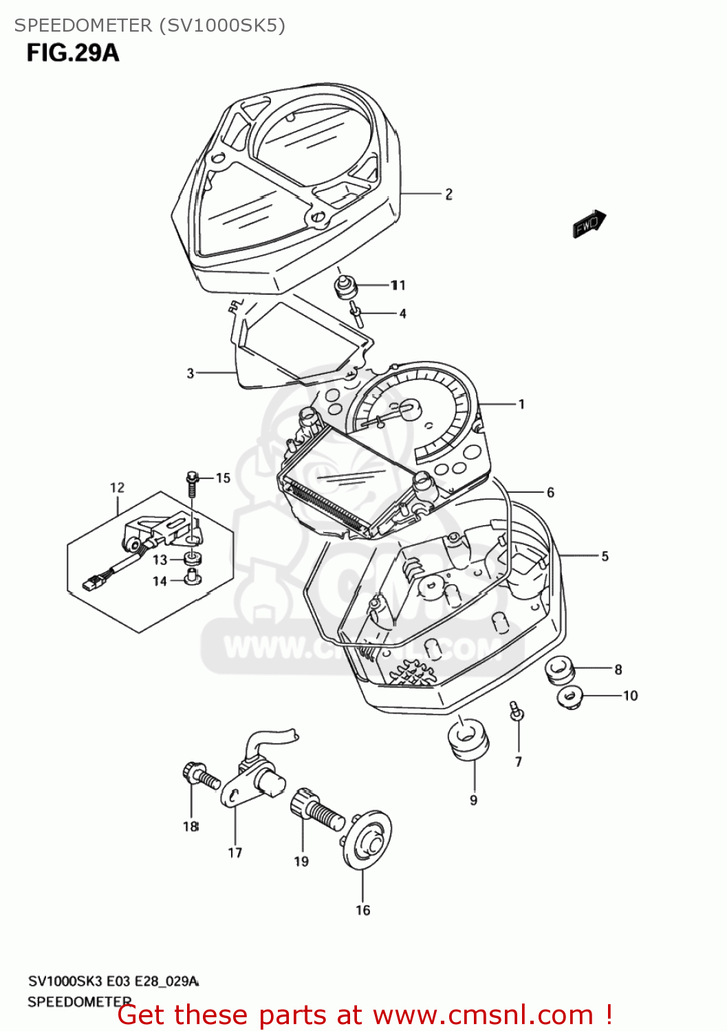 SPEEDOMETER (SV1000SK5) SV1000S 2005 (K5) USA (E03)