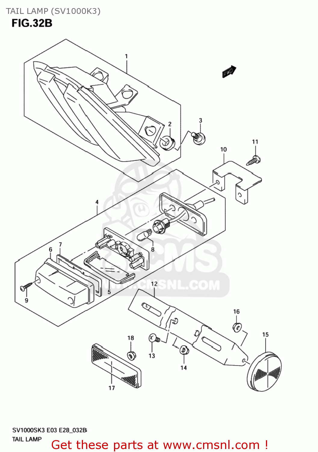 TAIL LAMP (SV1000K3) SV1000S 2005 (K5) USA (E03)