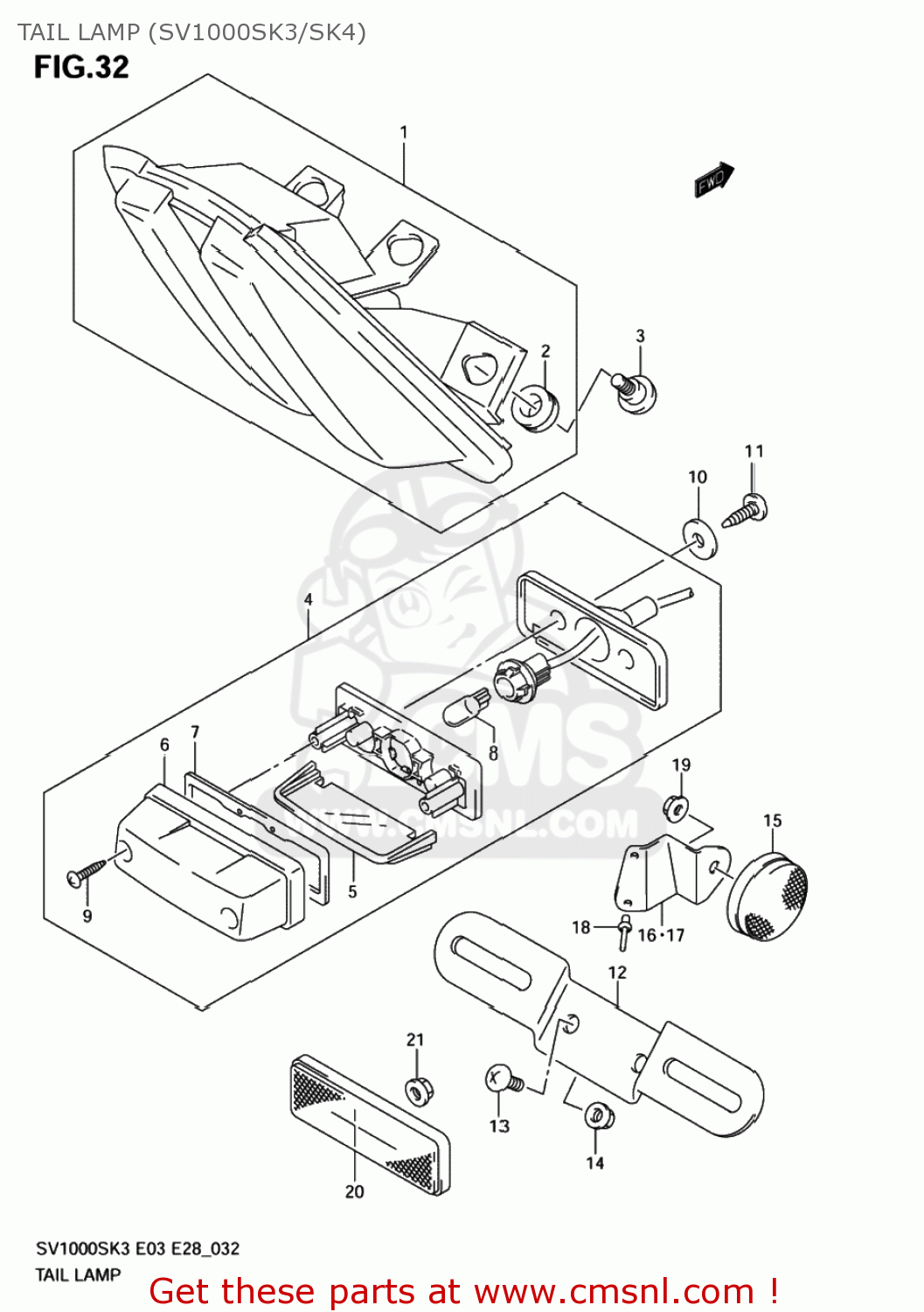 TAIL LAMP (SV1000SK3/SK4) SV1000S 2005 (K5) USA (E03)