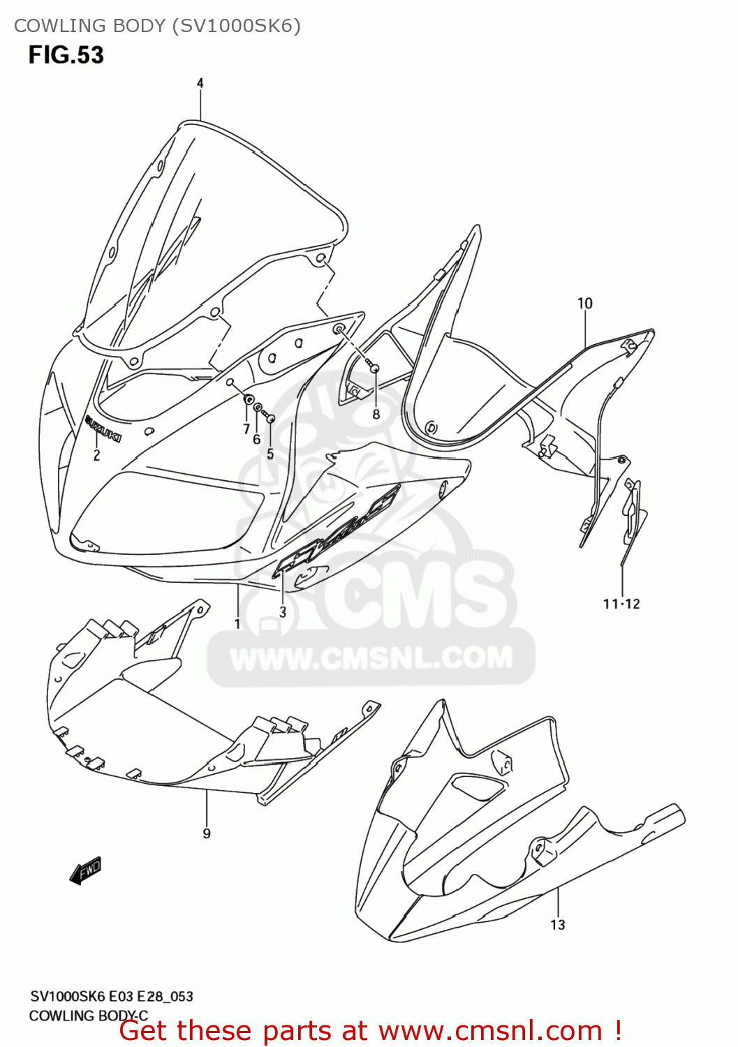 COWLING BODY (SV1000SK6) SV1000S 2006 (K6) USA (E03)