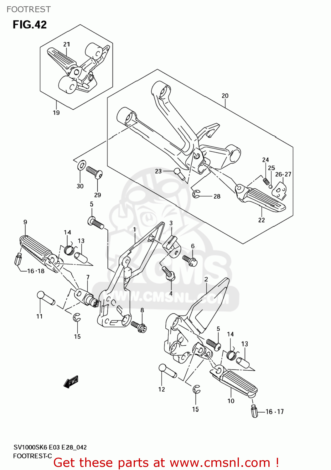FOOTREST SV1000S 2006 (K6) USA (E03)