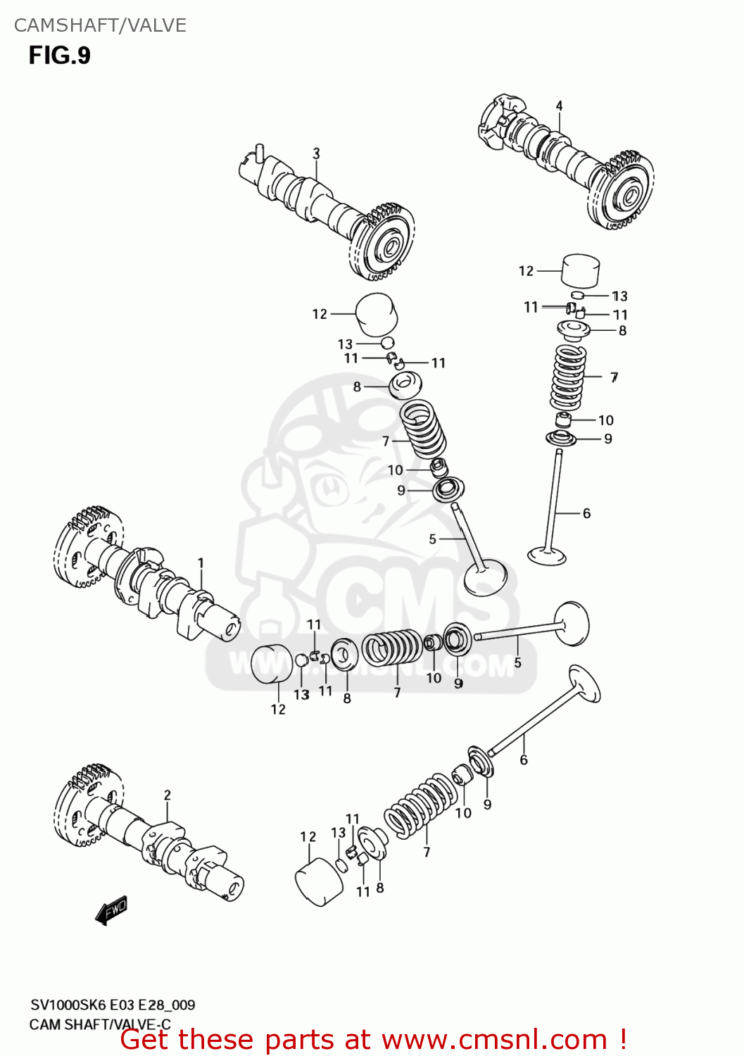 CAMSHAFT/VALVE SV1000S 2007 (K7) USA (E03)