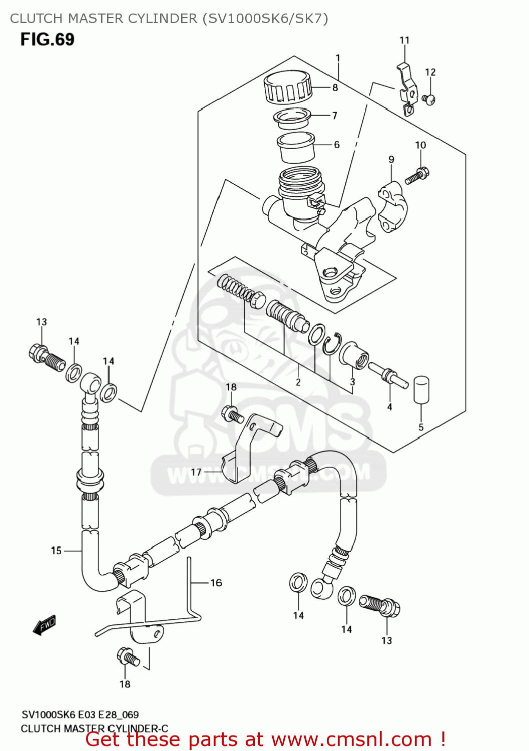 CLUTCH MASTER CYLINDER (SV1000SK6/SK7) SV1000S 2007 (K7) USA (E03)