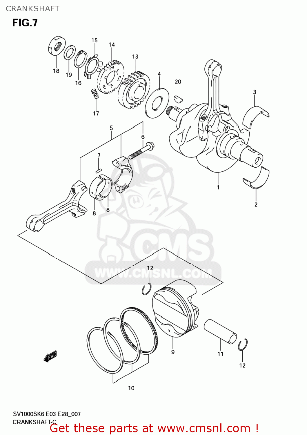 CRANKSHAFT SV1000S 2007 (K7) USA (E03)